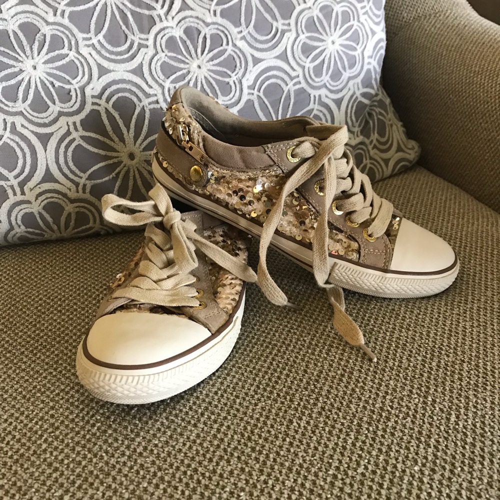 Aldo Gold Sequin Sneakers